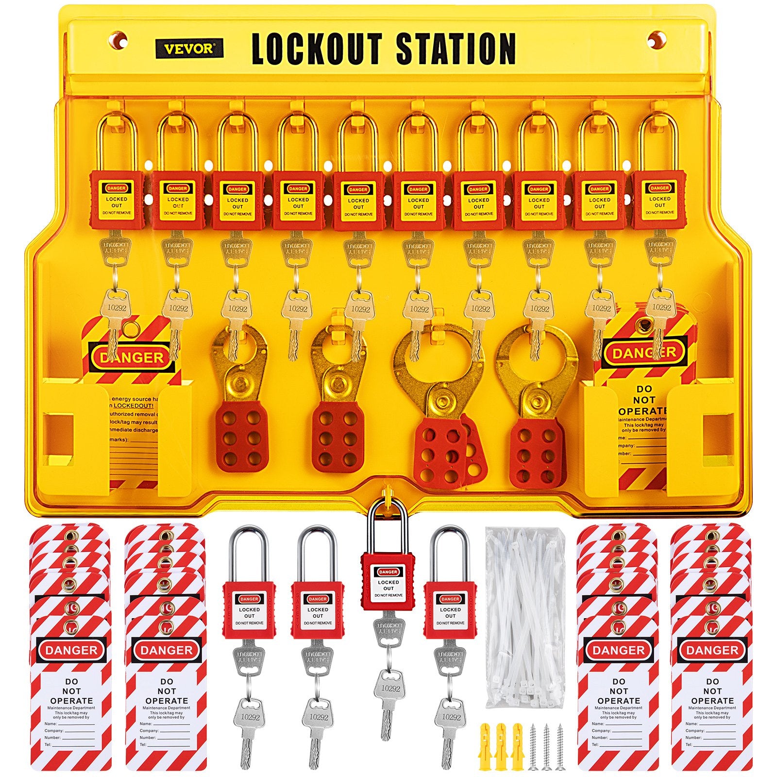 58 PCS Lockout Tagout Kits, Electrical Safety Loto Kit Includes Padlocks, Lockout Station, Hasp, Tags & Zip Ties, Lockout Tagout Safety Tools For Industrial, Electric Power, Machinery