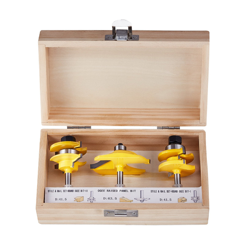 VEVOR Router Bits Set 3 Pieces Carbide Router Bit  Shank Carrying Case