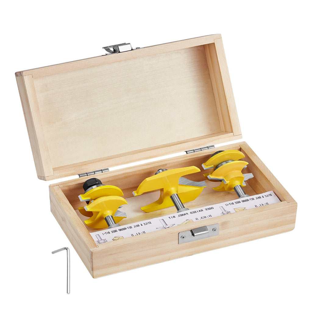 VEVOR Router Bits Set 3 Pieces Carbide Router Bit  Shank Carrying Case