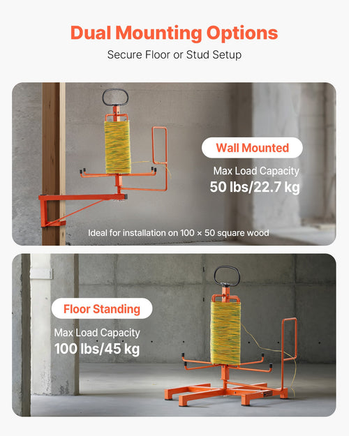 Cable Dispenser Floor Or Stud Mounted Portable For Electrical Industrial Retail