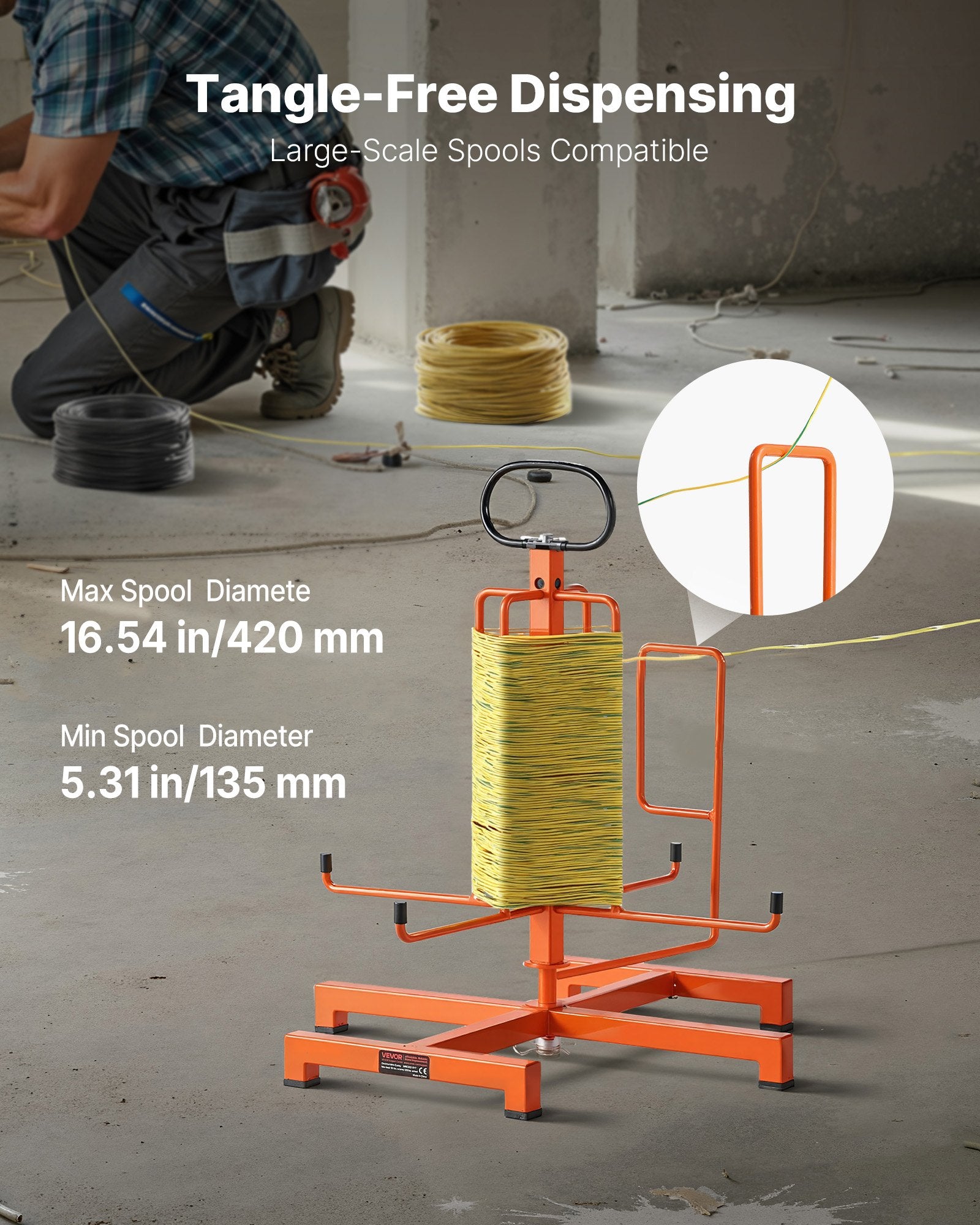 Cable Dispenser Floor Or Stud Mounted Portable For Electrical Industrial Retail