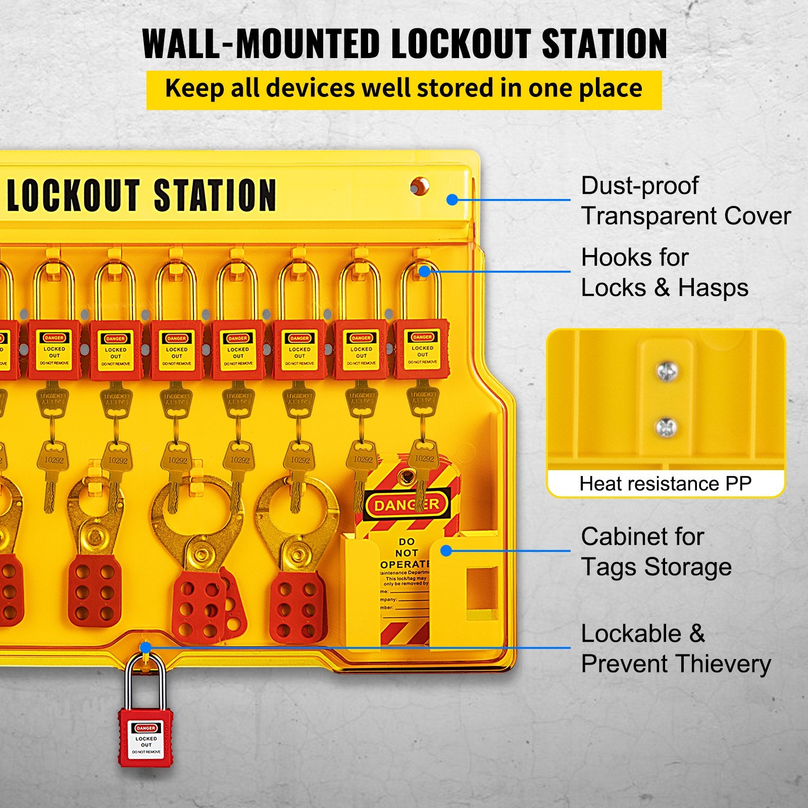 58 PCS Lockout Tagout Kits, Electrical Safety Loto Kit Includes Padlocks, Lockout Station, Hasp, Tags & Zip Ties, Lockout Tagout Safety Tools For Industrial, Electric Power, Machinery
