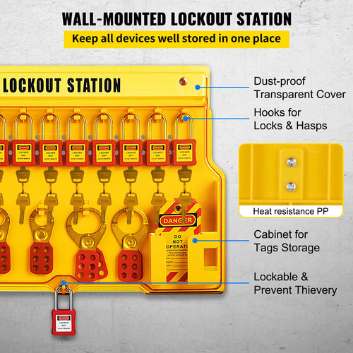 58 PCS Lockout Tagout Kits, Electrical Safety Loto Kit Includes Padlocks, Lockout Station, Hasp, Tags & Zip Ties, Lockout Tagout Safety Tools For Industrial, Electric Power, Machinery