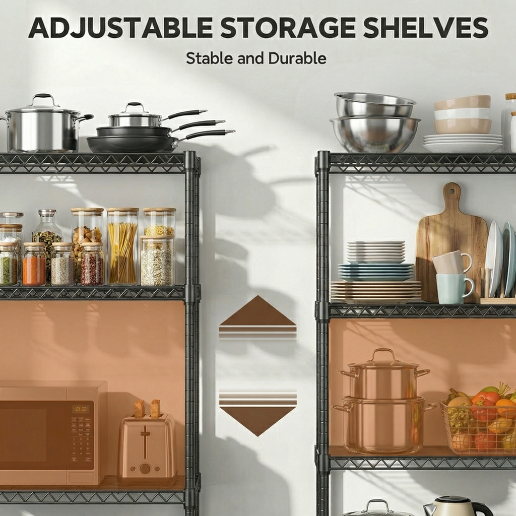 Garage Shelving 5 Tier Industrial Metal Shelving Units For Commercial, Basement, Pantry, Warehouse, School, Black Heavy Duty Easy Assembly 23.6  D X 53.2  W X 73.6  H