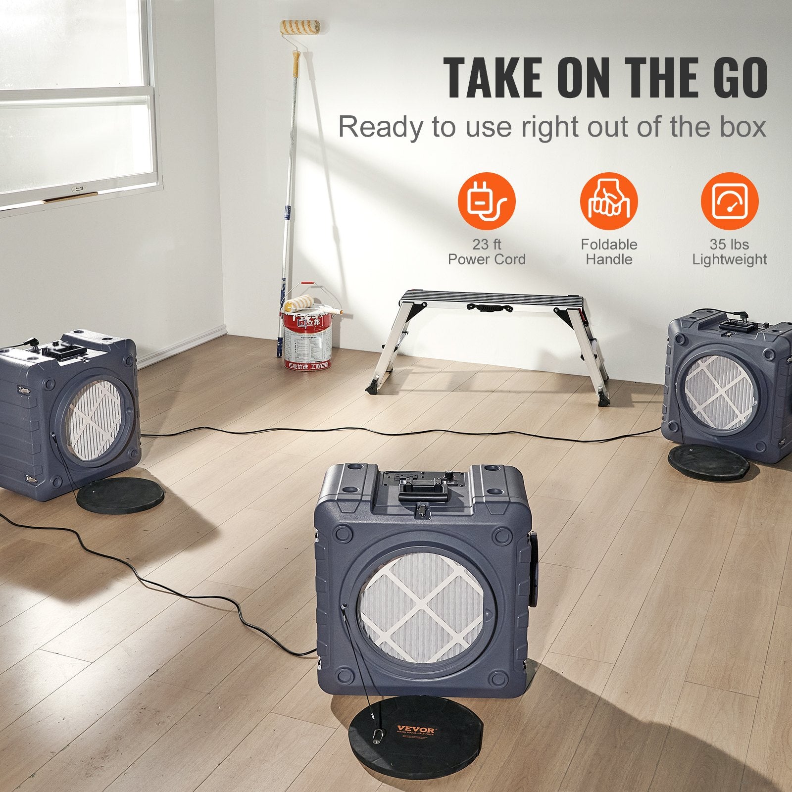 Air Scrubber With 3-Stage Filtration, Stackable Negative Air Machine 800 CFM, Air Cleaner With MERV10, Carbon, H13 HEPA, For Home, Industrial And Commercial Use