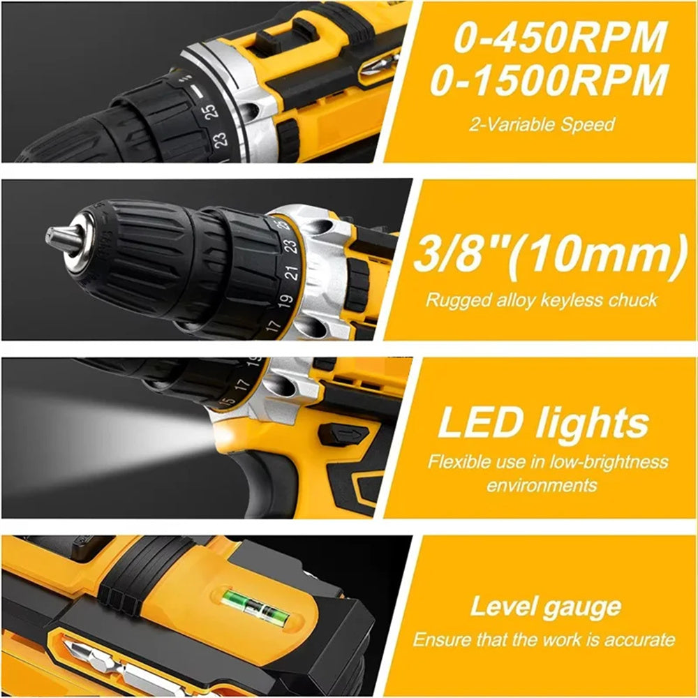 Brushed Impact Drill Lithium Battery High Torque Industrial Grade Hand Drill