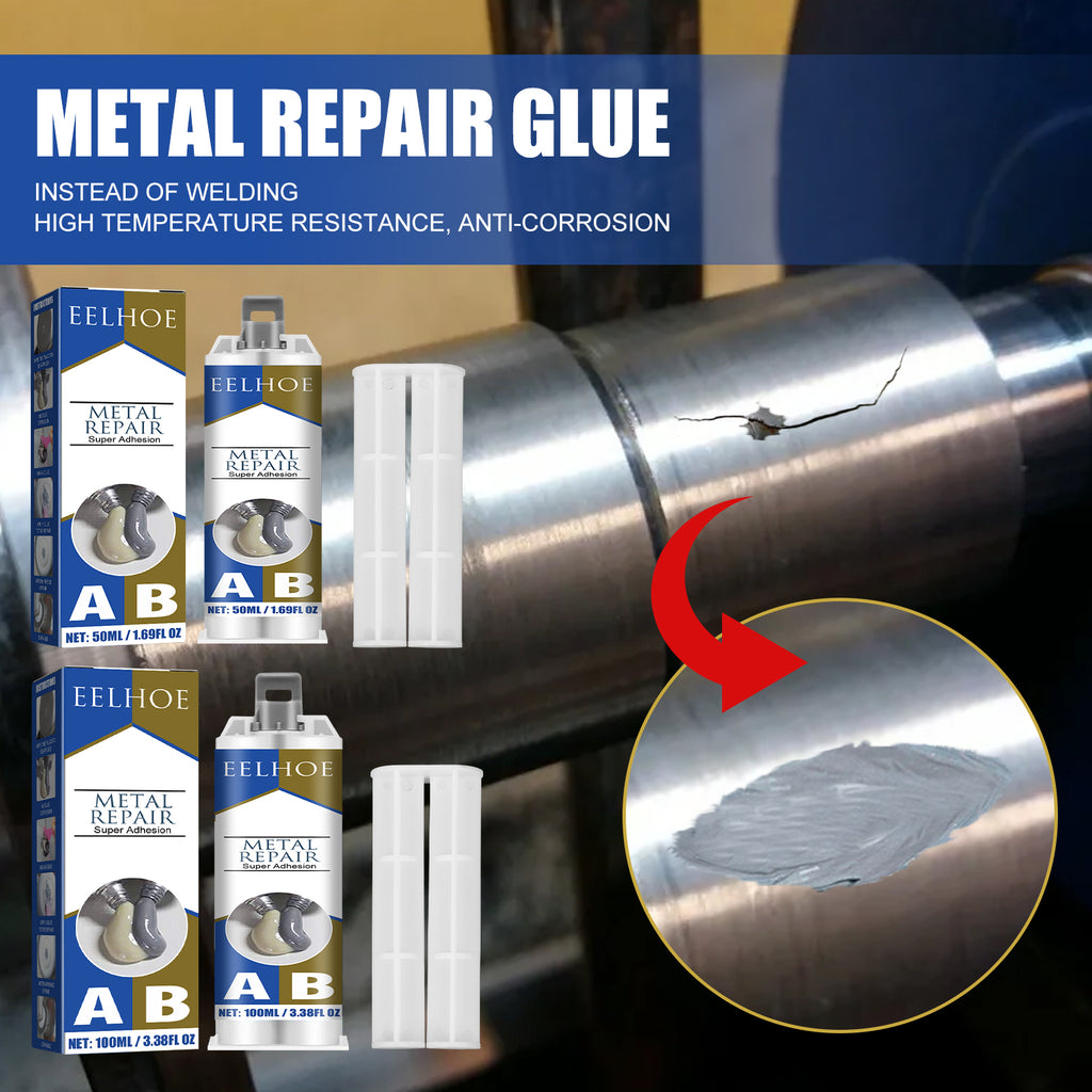 EELHOE Metal Ab Casting Adhesive (50ml)  Metal Repair Agent for Filling Cracks, Sealing Leaks, Quick-Drying Cracks and High-Temperature Resistant Welding