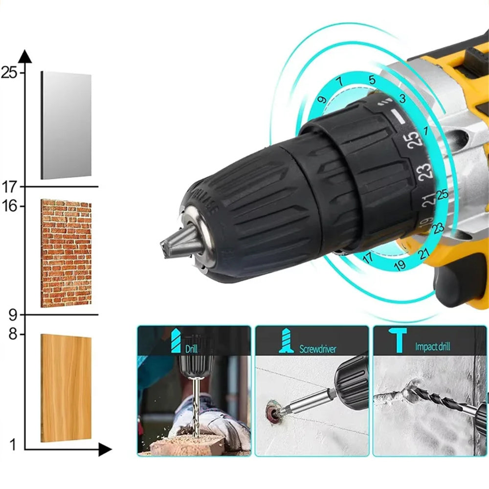 Brushed Impact Drill Lithium Battery High Torque Industrial Grade Hand Drill