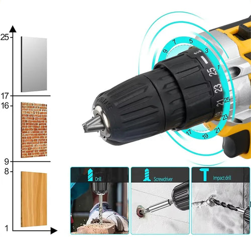 Brushed Impact Drill Lithium Battery High Torque Industrial Grade Hand Drill