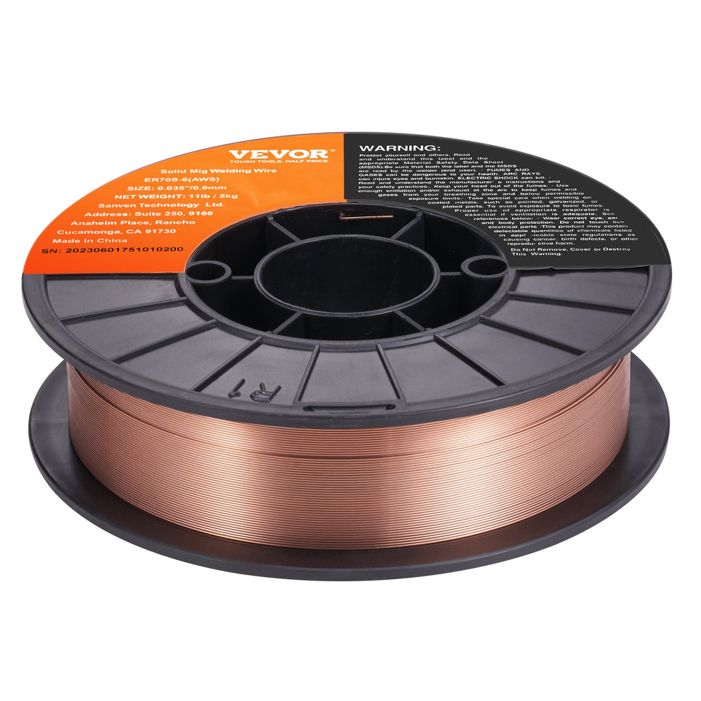 VEVOR Solid MIG Welding Wire ER70S-6 0.035inch 11LBS Mild Steel MIG Welding Wire