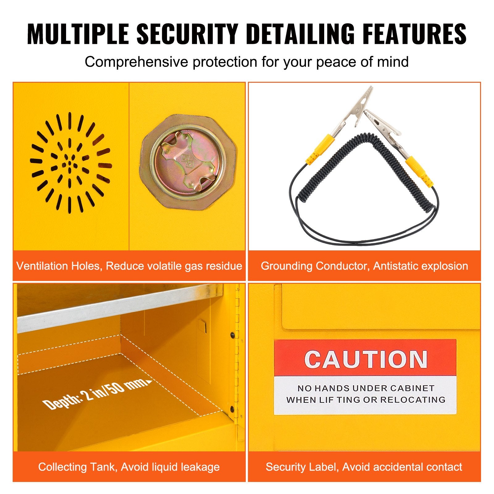 16.9" X 16.9" X 22" Flammable Cabinet Galvanized Steel, Safety Cabinet, Adjustable Shelf Flammable Storage Cabinet, For Commercial Industrial And Home Use