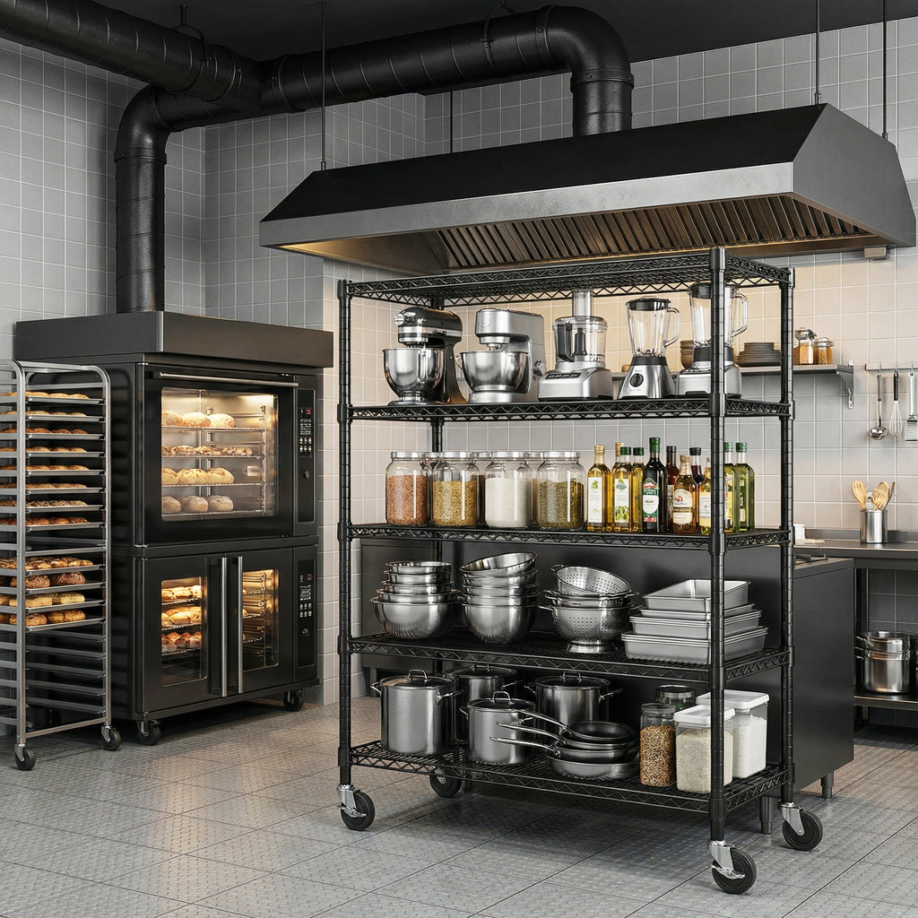 Garage Shelving 5 Tier Industrial Metal Shelving Units For Commercial, Basement, Pantry, Warehouse, School, Black Heavy Duty Easy Assembly 23.6  D X 53.2  W X 73.6  H