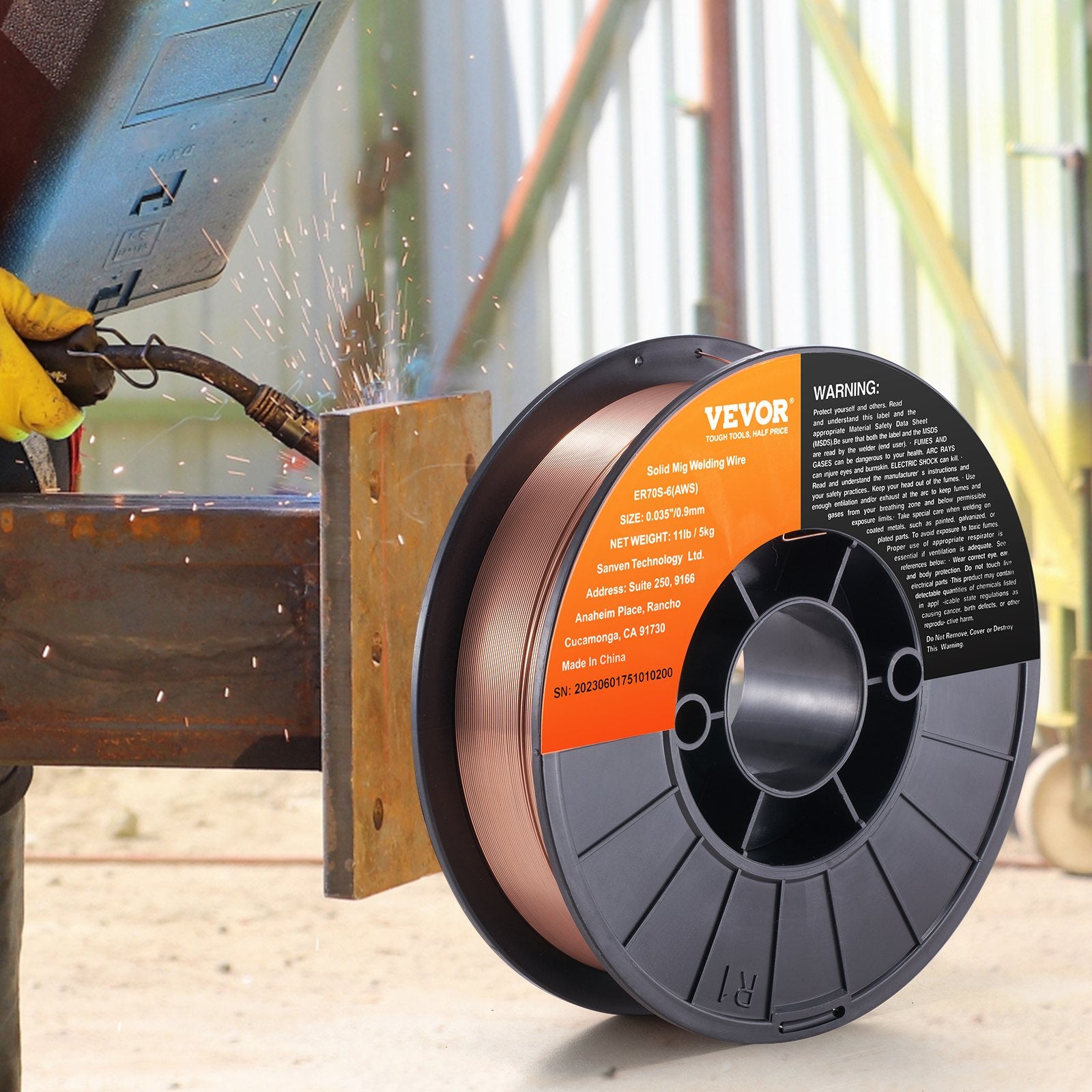 VEVOR Solid MIG Welding Wire ER70S-6 0.035inch 11LBS Mild Steel MIG Welding Wire