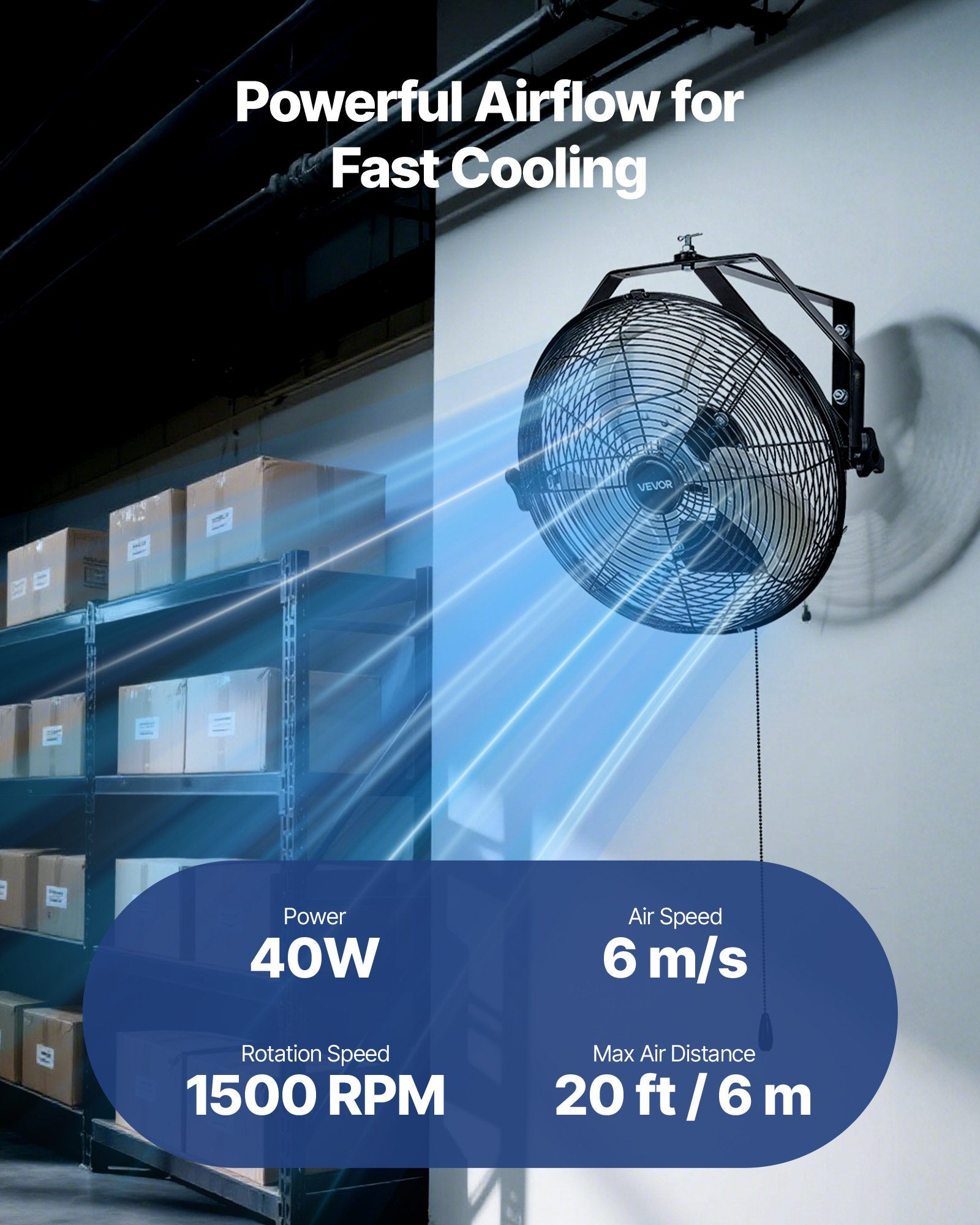 14 Inch Industrial Wall Mount Fan, High Velocity 2473 CFM Outdoor Fan With 3 Speeds, Waterproof IP44 Garage Wall Fan With Aluminum Blades For Workshop, Warehouse, Greenhouse