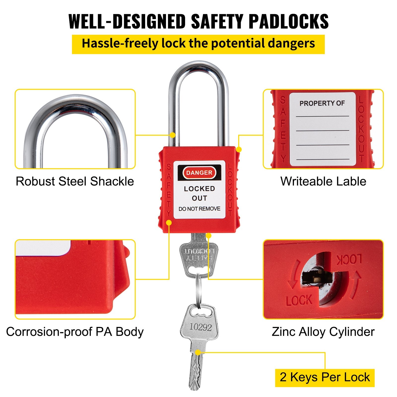 58 PCS Lockout Tagout Kits, Electrical Safety Loto Kit Includes Padlocks, Lockout Station, Hasp, Tags & Zip Ties, Lockout Tagout Safety Tools For Industrial, Electric Power, Machinery