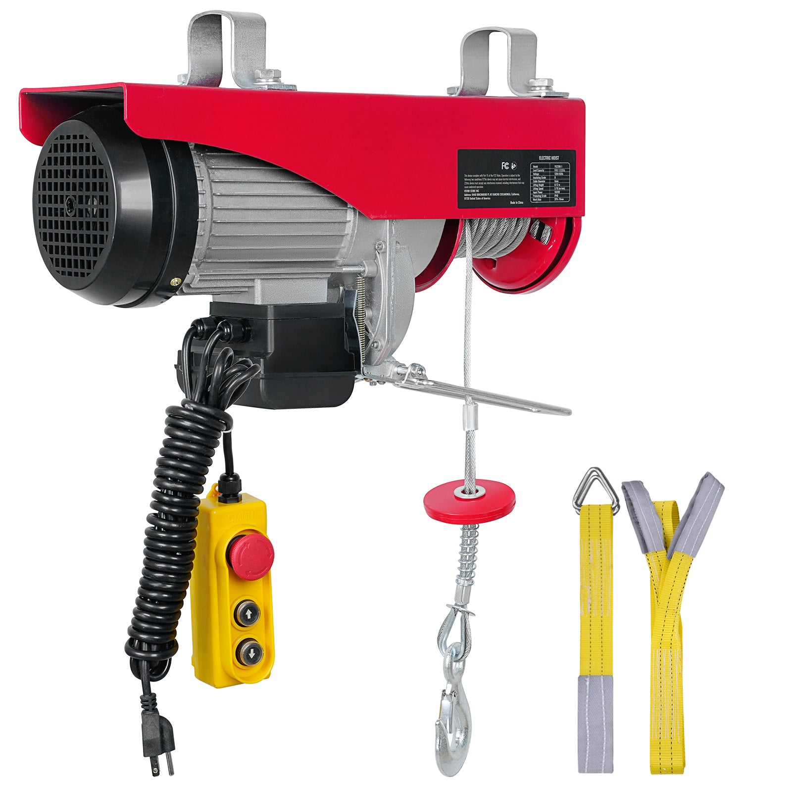 VEVOR Electric Hoist, 1320 Lbs Lifting Capacity, 1150W 110V Electric Steel Wire Winch With 14ft Wired Remote Control, 40ft Single Cable Lifting Height & Pure Copper Motor, For Garage Warehouse Factory